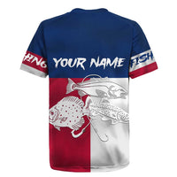 Custom Texas Fishing Rugby Jersey Hooked Fish Graphic - Red White and Blue Theme - Wonder Print Shop