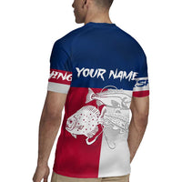 Custom Texas Fishing Rugby Jersey Hooked Fish Graphic - Red White and Blue Theme - Wonder Print Shop