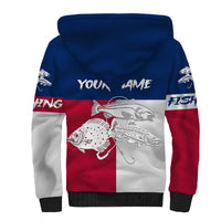 Custom Texas Fishing Sherpa Hoodie Hooked Fish Graphic - Red White and Blue Theme - Wonder Print Shop