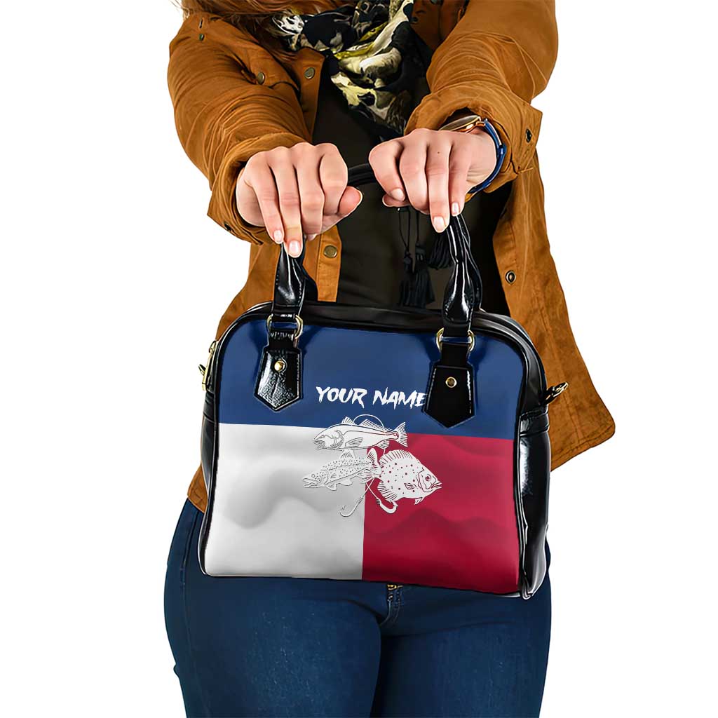 Custom Texas Fishing Shoulder Handbag Hooked Fish Graphic - Red White and Blue Theme - Wonder Print Shop