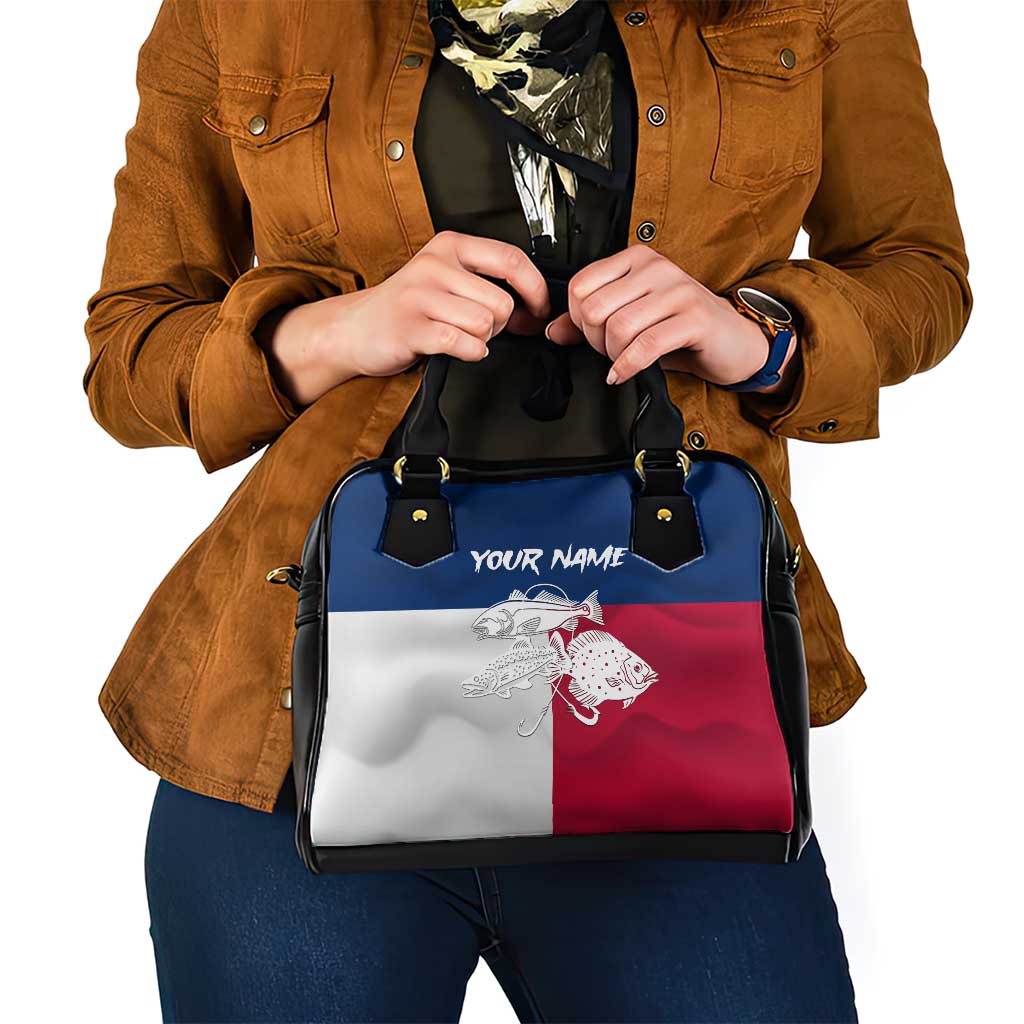 Custom Texas Fishing Shoulder Handbag Hooked Fish Graphic - Red White and Blue Theme - Wonder Print Shop