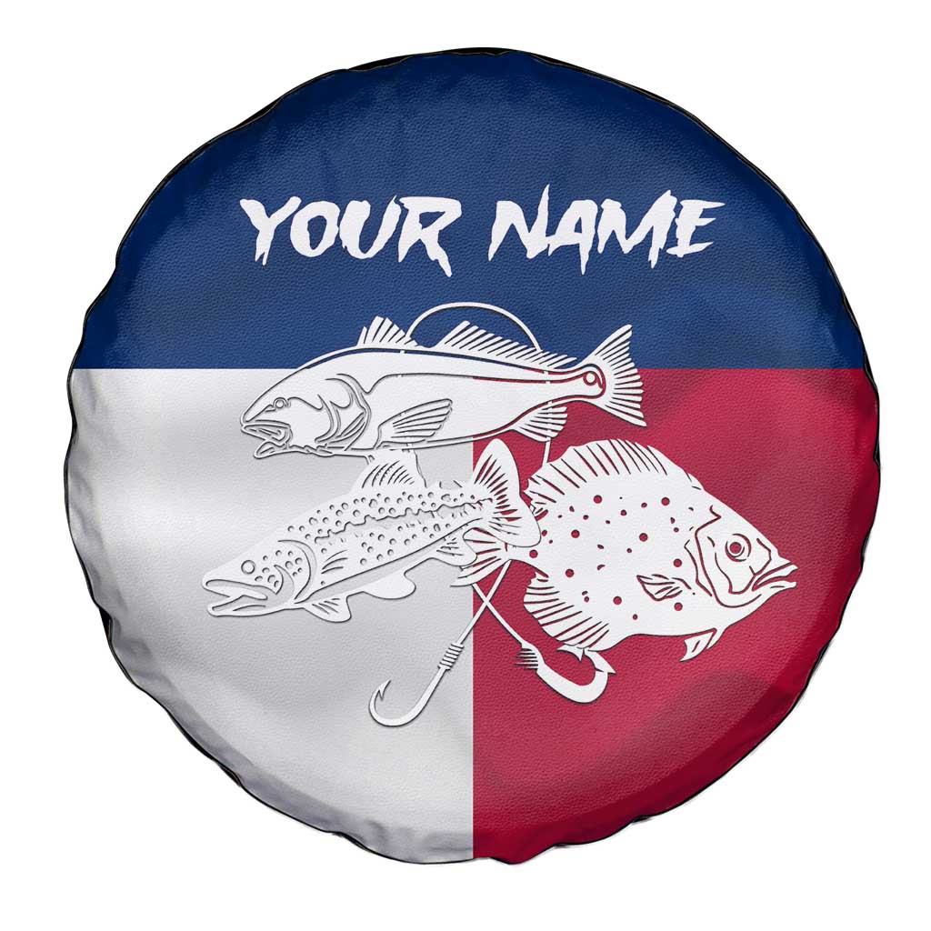 Custom Texas Fishing Spare Tire Cover Hooked Fish Graphic - Red White and Blue Theme - Wonder Print Shop