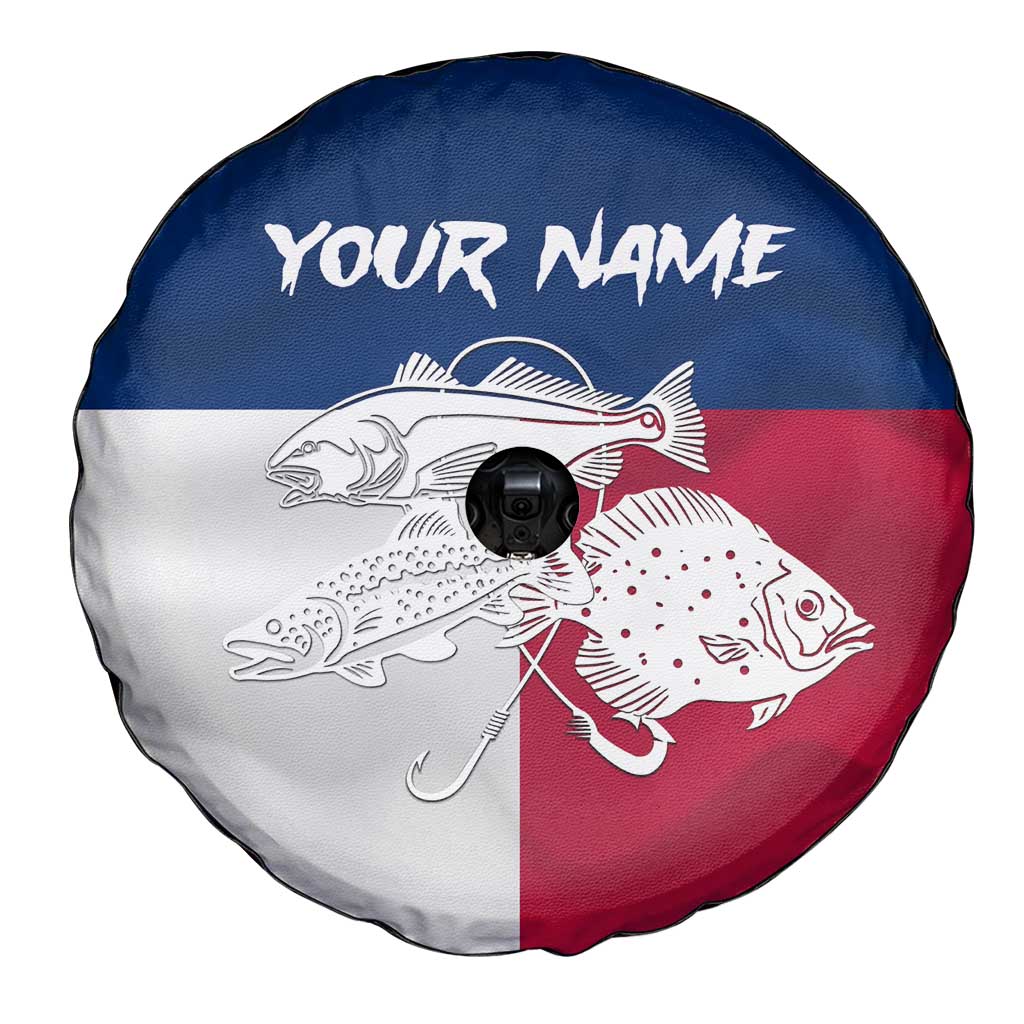 Custom Texas Fishing Spare Tire Cover Hooked Fish Graphic - Red White and Blue Theme - Wonder Print Shop