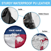 Custom Texas Fishing Spare Tire Cover Hooked Fish Graphic - Red White and Blue Theme - Wonder Print Shop