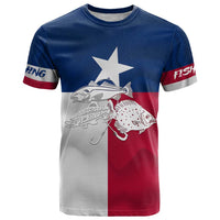 Custom Texas Fishing T Shirt Hooked Fish Graphic - Red White and Blue Theme - Wonder Print Shop
