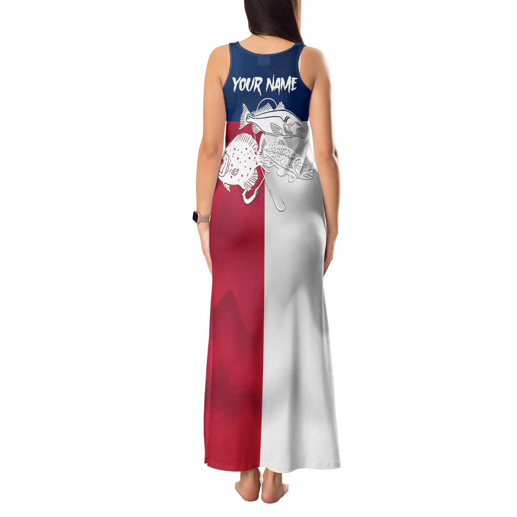 Custom Texas Fishing Tank Maxi Dress Hooked Fish Graphic - Red White and Blue Theme - Wonder Print Shop
