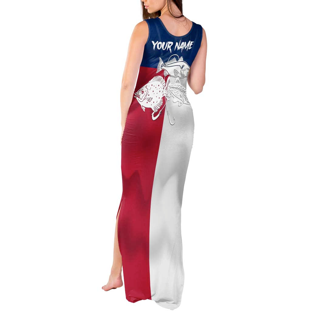 Custom Texas Fishing Tank Maxi Dress Hooked Fish Graphic - Red White and Blue Theme - Wonder Print Shop
