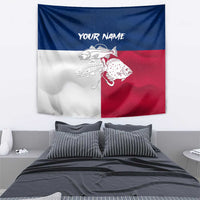 Custom Texas Fishing Tapestry Hooked Fish Graphic - Red White and Blue Theme - Wonder Print Shop