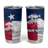 Custom Texas Fishing Tumbler Cup Hooked Fish Graphic - Red White and Blue Theme - Wonder Print Shop