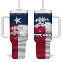 Custom Texas Fishing Tumbler With Handle Hooked Fish Graphic - Red White and Blue Theme - Wonder Print Shop