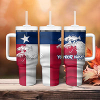 Custom Texas Fishing Tumbler With Handle Hooked Fish Graphic - Red White and Blue Theme - Wonder Print Shop