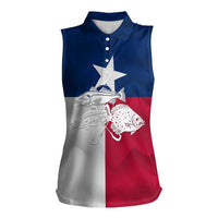 Custom Texas Fishing Women Sleeveless Polo Shirt Hooked Fish Graphic - Red White and Blue Theme - Wonder Print Shop