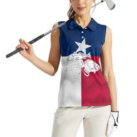 Custom Texas Fishing Women Sleeveless Polo Shirt Hooked Fish Graphic - Red White and Blue Theme - Wonder Print Shop