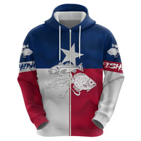 Custom Texas Fishing Zip Hoodie Hooked Fish Graphic - Red White and Blue Theme - Wonder Print Shop