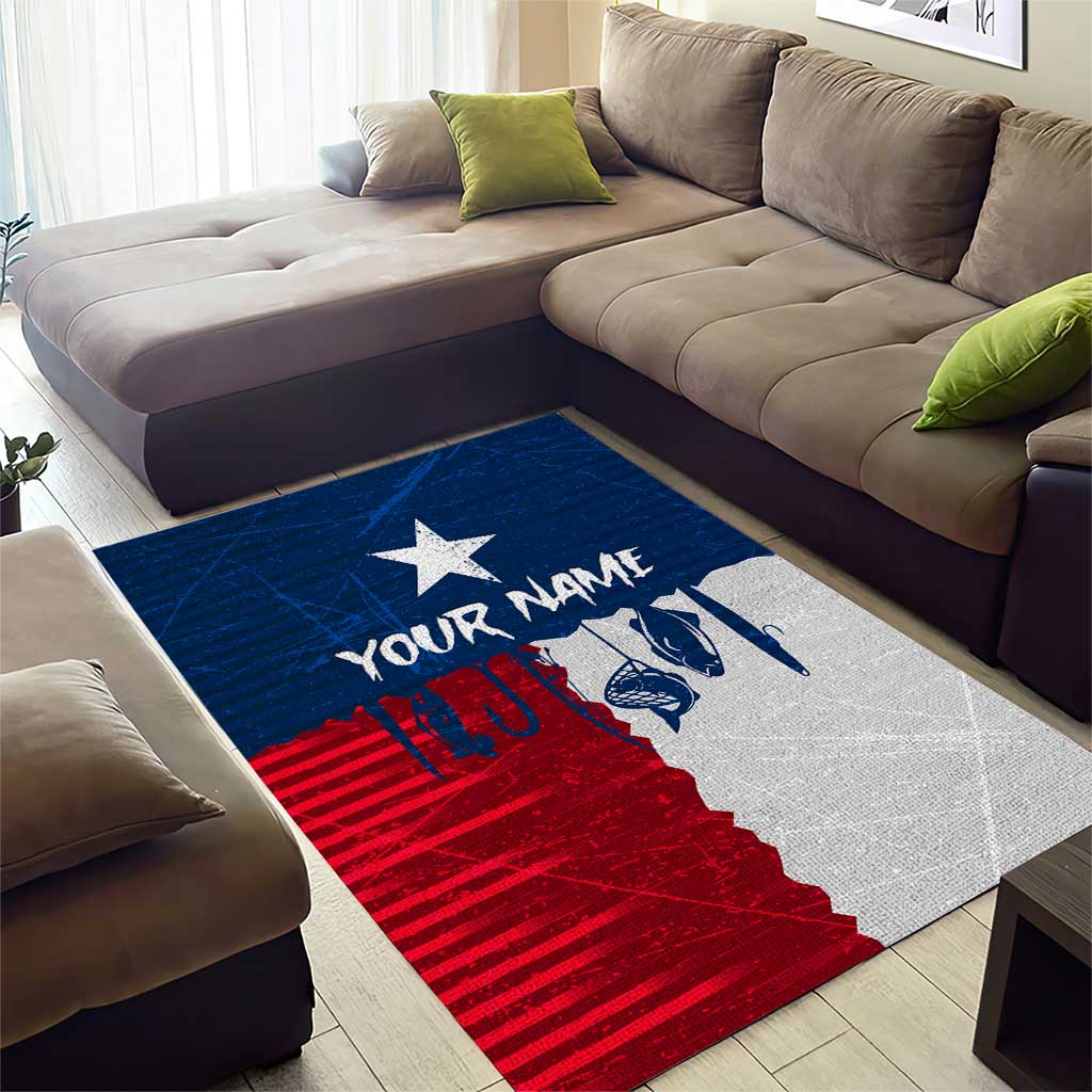 Flag Texas Fishing Area Rug Personalized Hanging Fish and Hooks Graphic - Wonder Print Shop