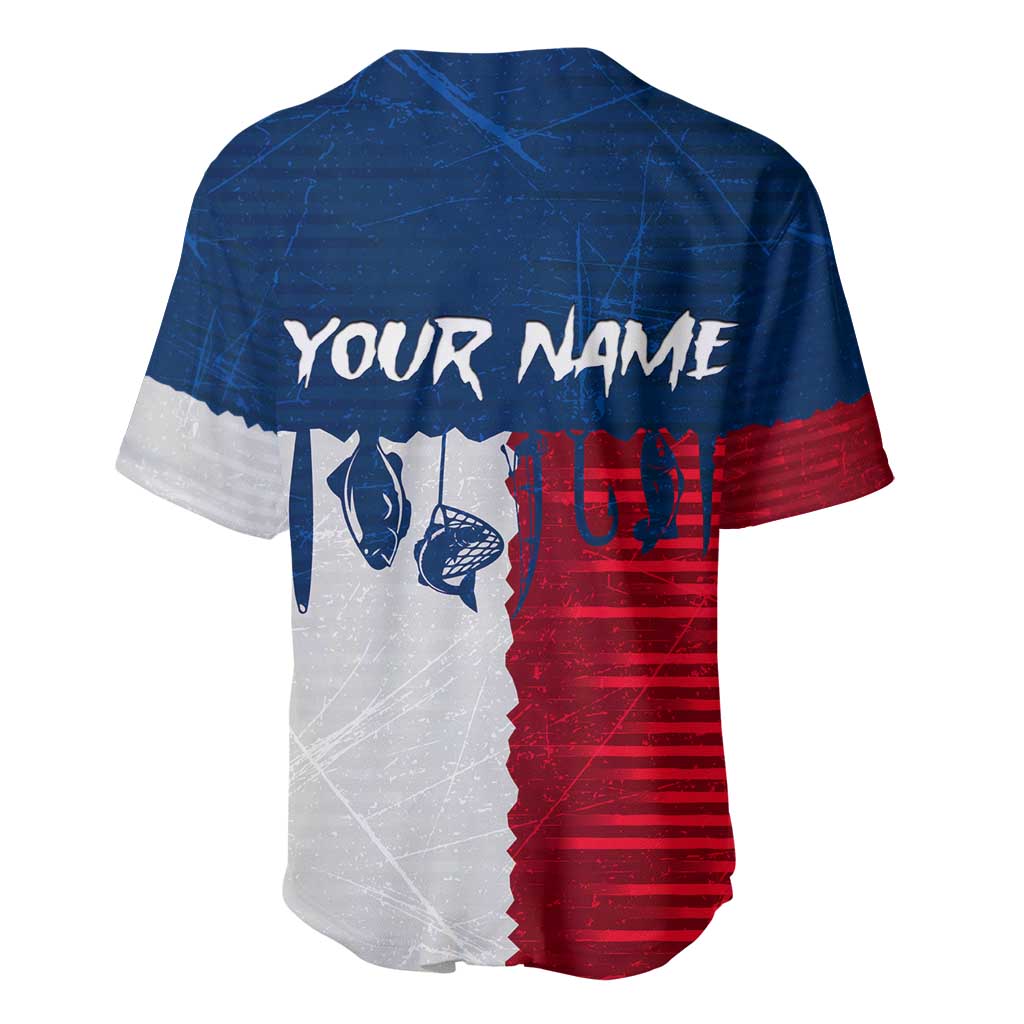 Flag Texas Fishing Baseball Jersey Personalized Hanging Fish and Hooks Graphic - Wonder Print Shop