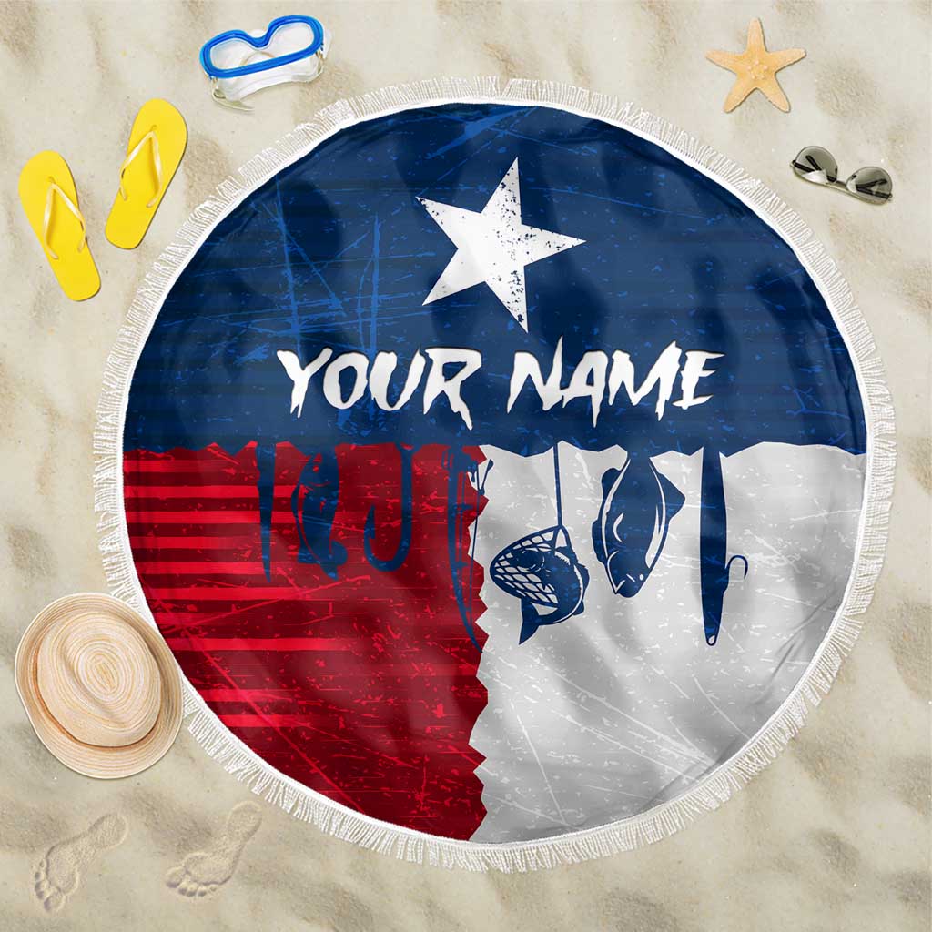 Flag Texas Fishing Beach Blanket Personalized Hanging Fish and Hooks Graphic - Wonder Print Shop