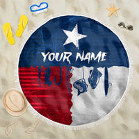 Flag Texas Fishing Beach Blanket Personalized Hanging Fish and Hooks Graphic - Wonder Print Shop
