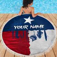 Flag Texas Fishing Beach Blanket Personalized Hanging Fish and Hooks Graphic - Wonder Print Shop