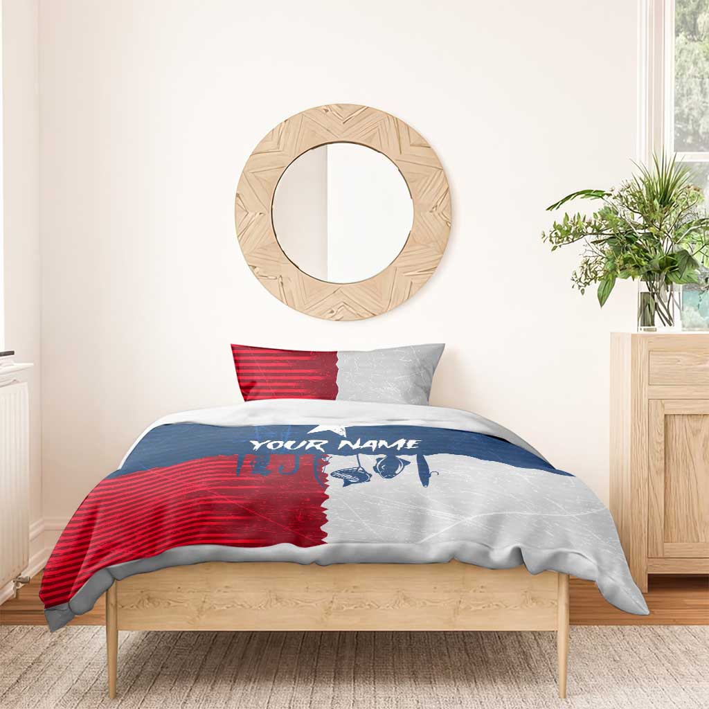 Flag Texas Fishing Bedding Set Personalized Hanging Fish and Hooks Graphic - Wonder Print Shop