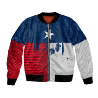 Flag Texas Fishing Bomber Jacket Personalized Hanging Fish and Hooks Graphic - Wonder Print Shop