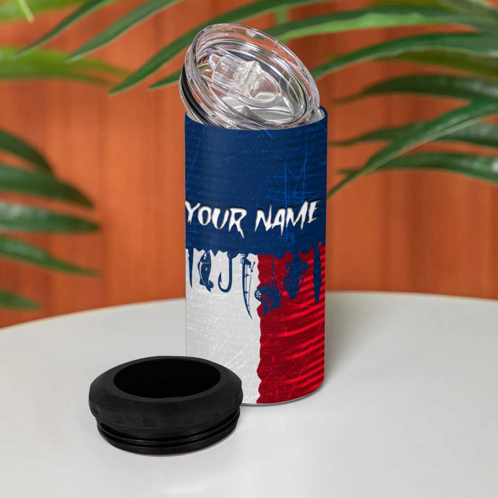 Flag Texas Fishing 4 in 1 Can Cooler Tumbler Personalized Hanging Fish and Hooks Graphic - Wonder Print Shop