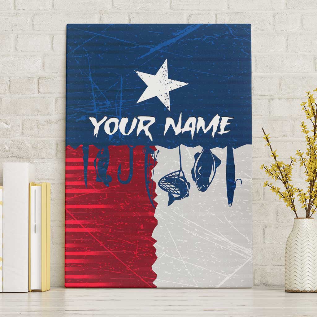 Flag Texas Fishing Canvas Wall Art Personalized Hanging Fish and Hooks Graphic - Wonder Print Shop