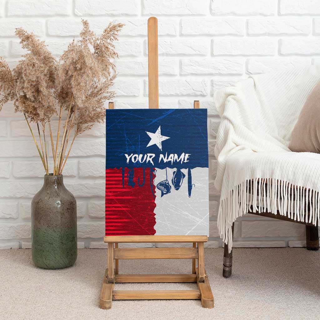 Flag Texas Fishing Canvas Wall Art Personalized Hanging Fish and Hooks Graphic - Wonder Print Shop
