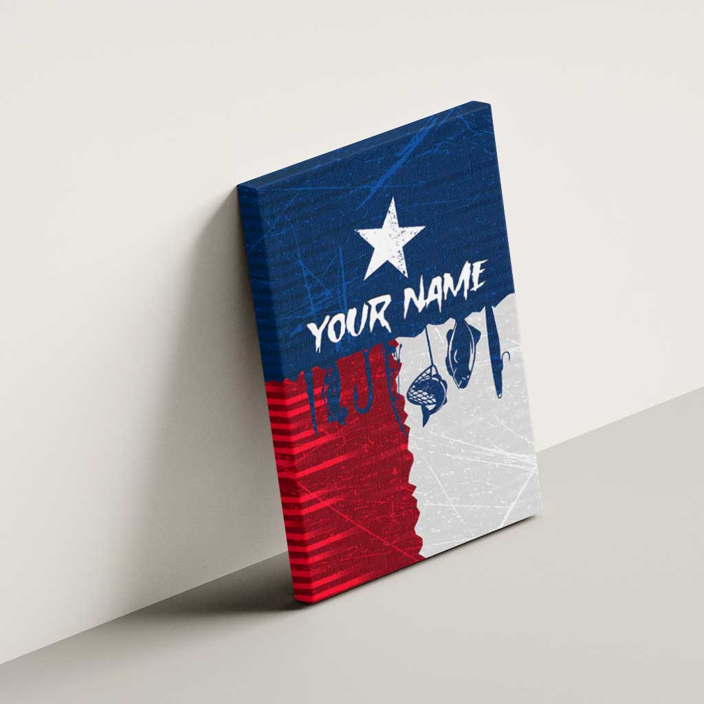 Flag Texas Fishing Canvas Wall Art Personalized Hanging Fish and Hooks Graphic - Wonder Print Shop