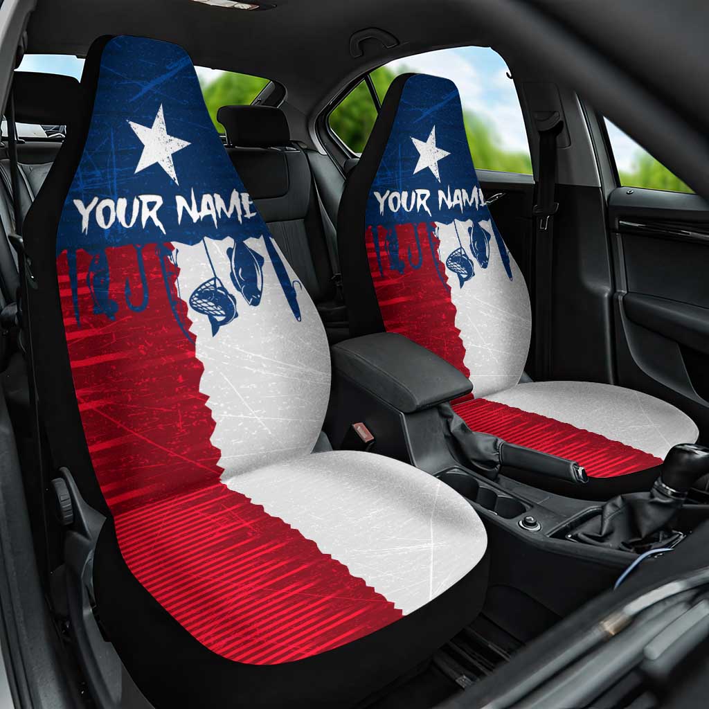 Flag Texas Fishing Car Seat Cover Personalized Hanging Fish and Hooks Graphic - Wonder Print Shop