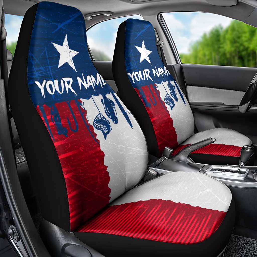 Flag Texas Fishing Car Seat Cover Personalized Hanging Fish and Hooks Graphic - Wonder Print Shop