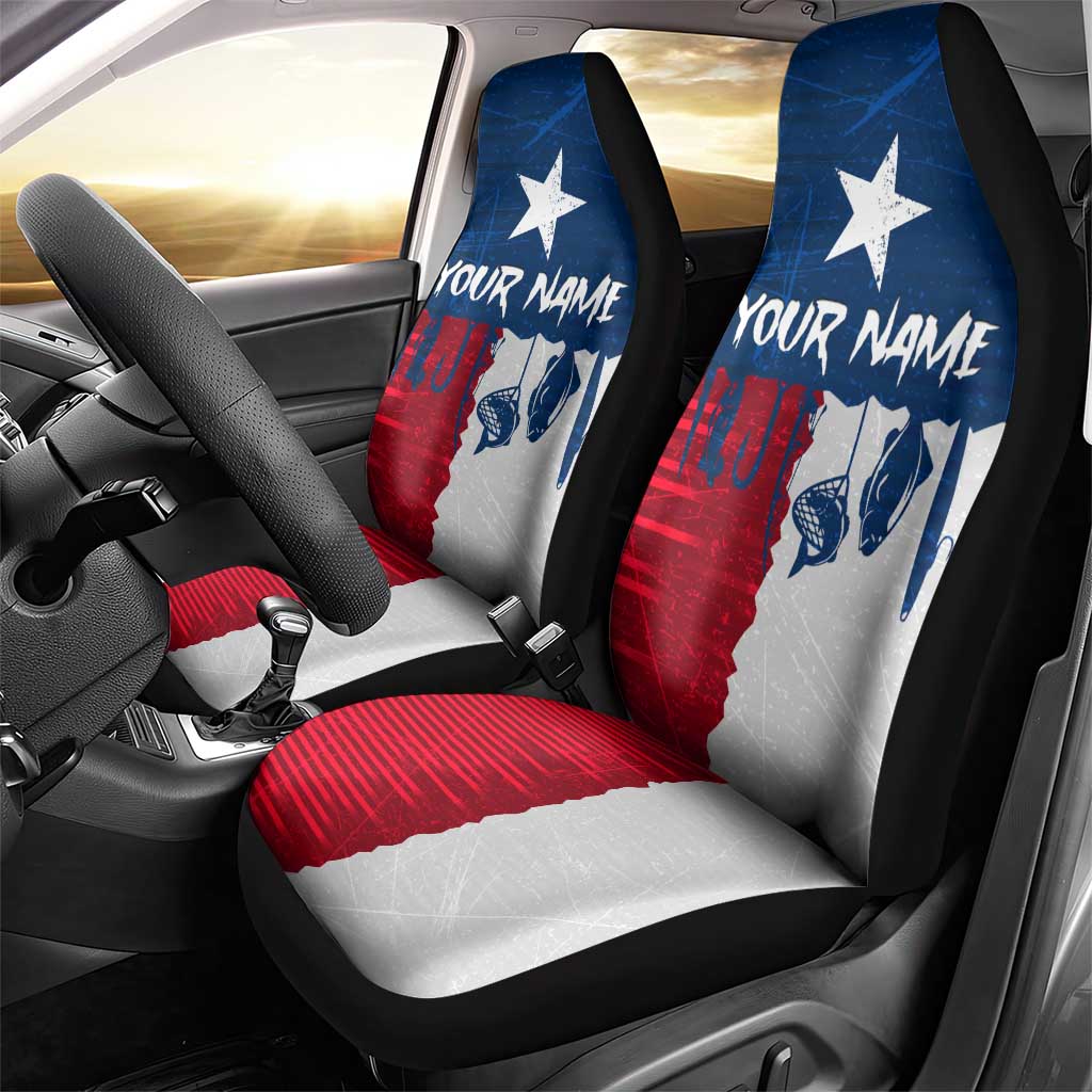 Flag Texas Fishing Car Seat Cover Personalized Hanging Fish and Hooks Graphic - Wonder Print Shop