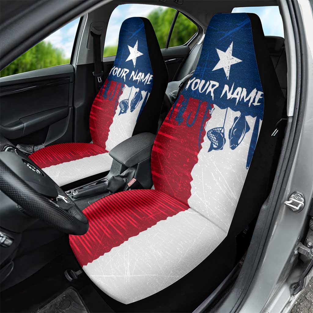 Flag Texas Fishing Car Seat Cover Personalized Hanging Fish and Hooks Graphic - Wonder Print Shop