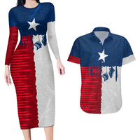 Flag Texas Fishing Couples Matching Long Sleeve Bodycon Dress and Hawaiian Shirt Personalized Hanging Fish and Hooks Graphic - Wonder Print Shop