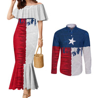 Flag Texas Fishing Couples Matching Mermaid Dress and Long Sleeve Button Shirt Personalized Hanging Fish and Hooks Graphic - Wonder Print Shop