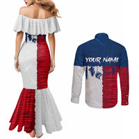 Flag Texas Fishing Couples Matching Mermaid Dress and Long Sleeve Button Shirt Personalized Hanging Fish and Hooks Graphic - Wonder Print Shop