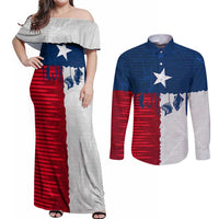 Flag Texas Fishing Couples Matching Off Shoulder Maxi Dress and Long Sleeve Button Shirt Personalized Hanging Fish and Hooks Graphic - Wonder Print Shop