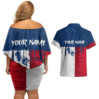 Flag Texas Fishing Couples Matching Off Shoulder Short Dress and Hawaiian Shirt Personalized Hanging Fish and Hooks Graphic - Wonder Print Shop