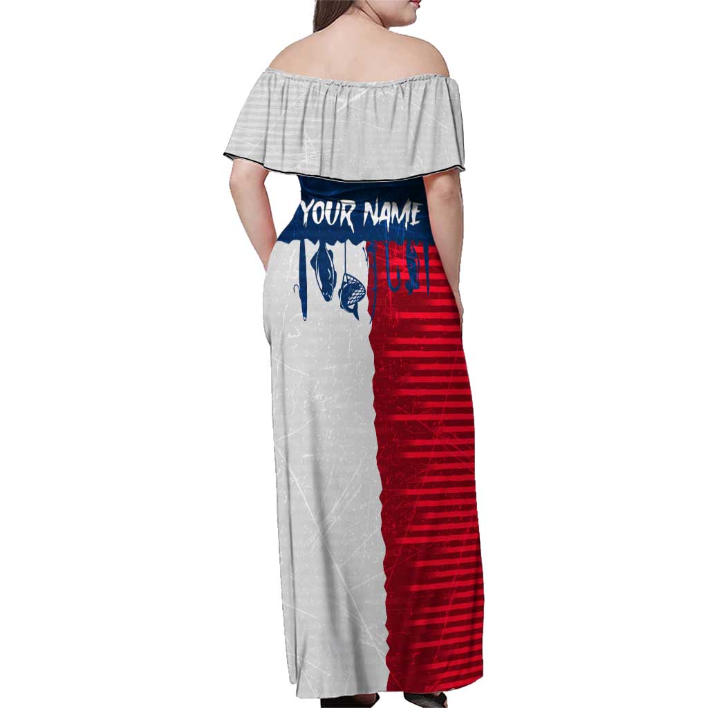 Flag Texas Fishing Family Matching Off Shoulder Maxi Dress and Hawaiian Shirt Personalized Hanging Fish and Hooks Graphic - Wonder Print Shop