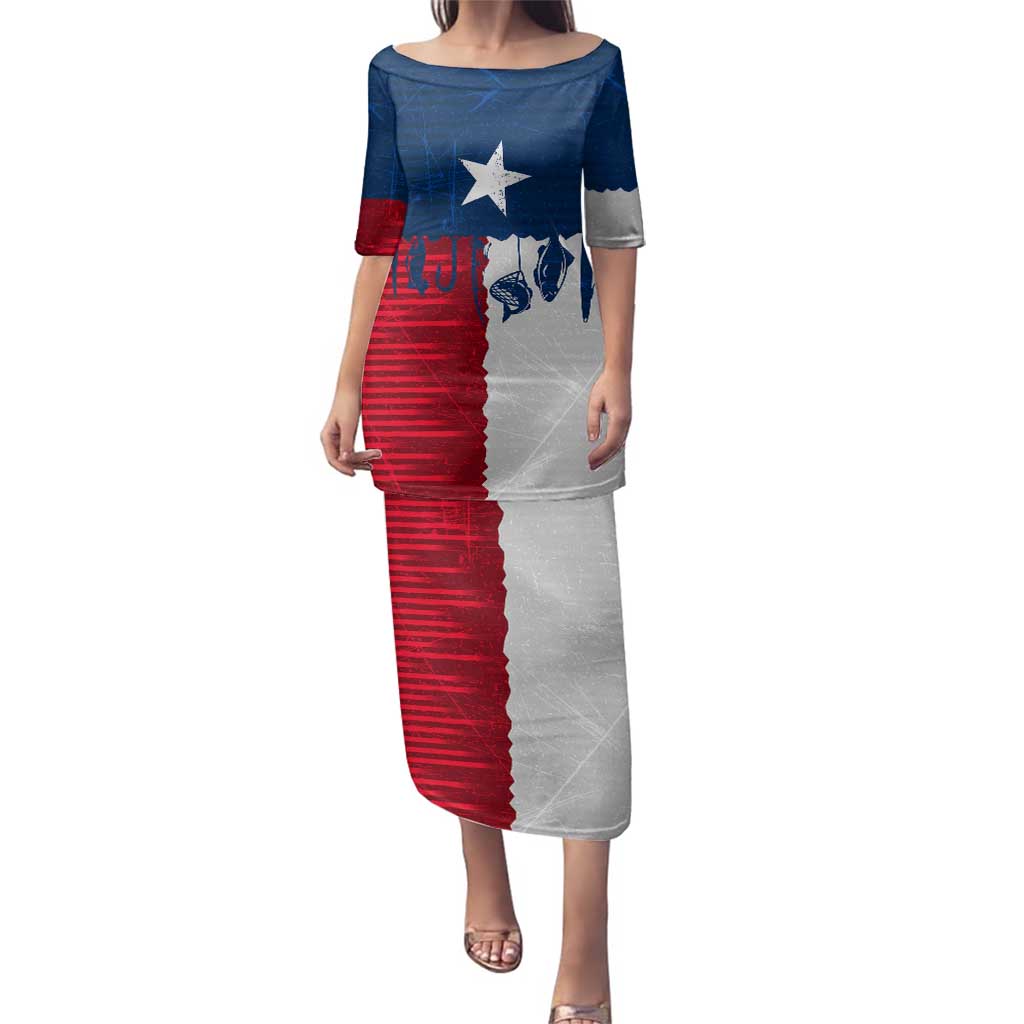 Flag Texas Fishing Family Matching Puletasi and Hawaiian Shirt Personalized Hanging Fish and Hooks Graphic - Wonder Print Shop