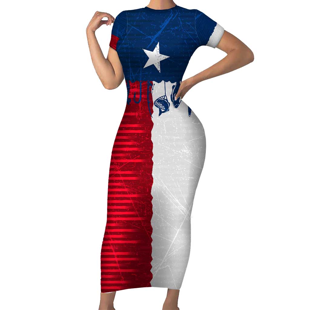 Flag Texas Fishing Family Matching Short Sleeve Bodycon Dress and Hawaiian Shirt Personalized Hanging Fish and Hooks Graphic - Wonder Print Shop