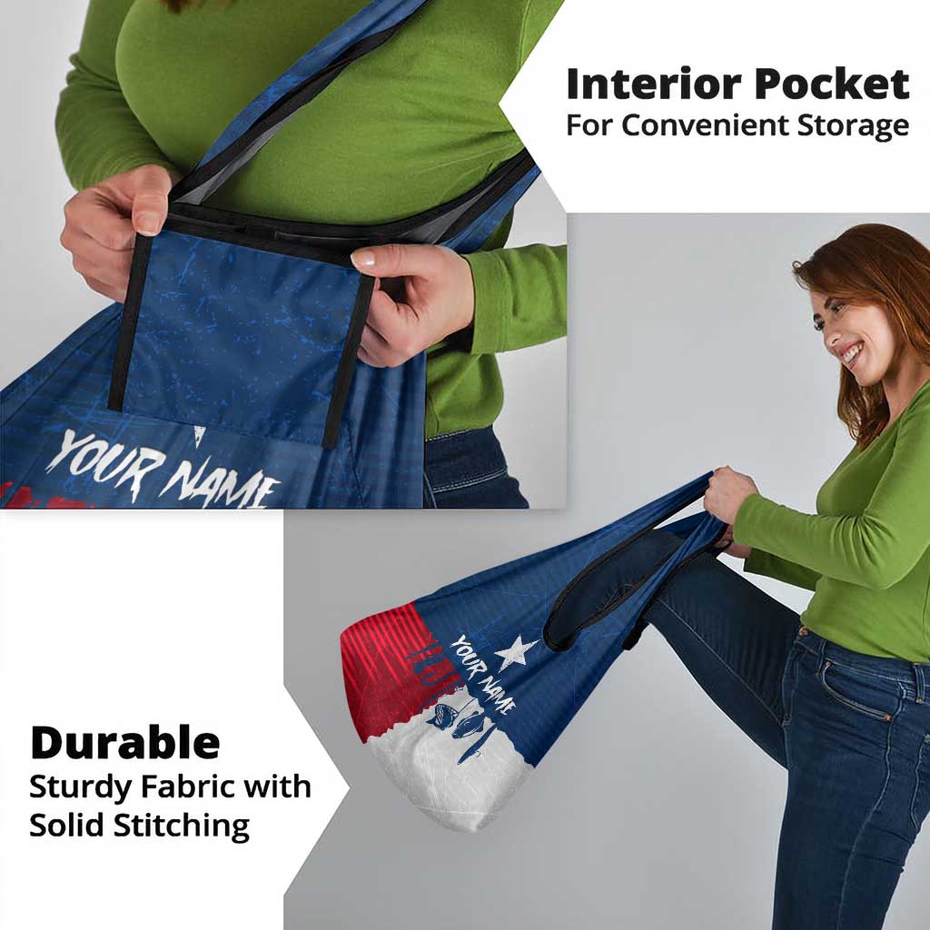 Flag Texas Fishing Grocery Bag Personalized Hanging Fish and Hooks Graphic - Wonder Print Shop