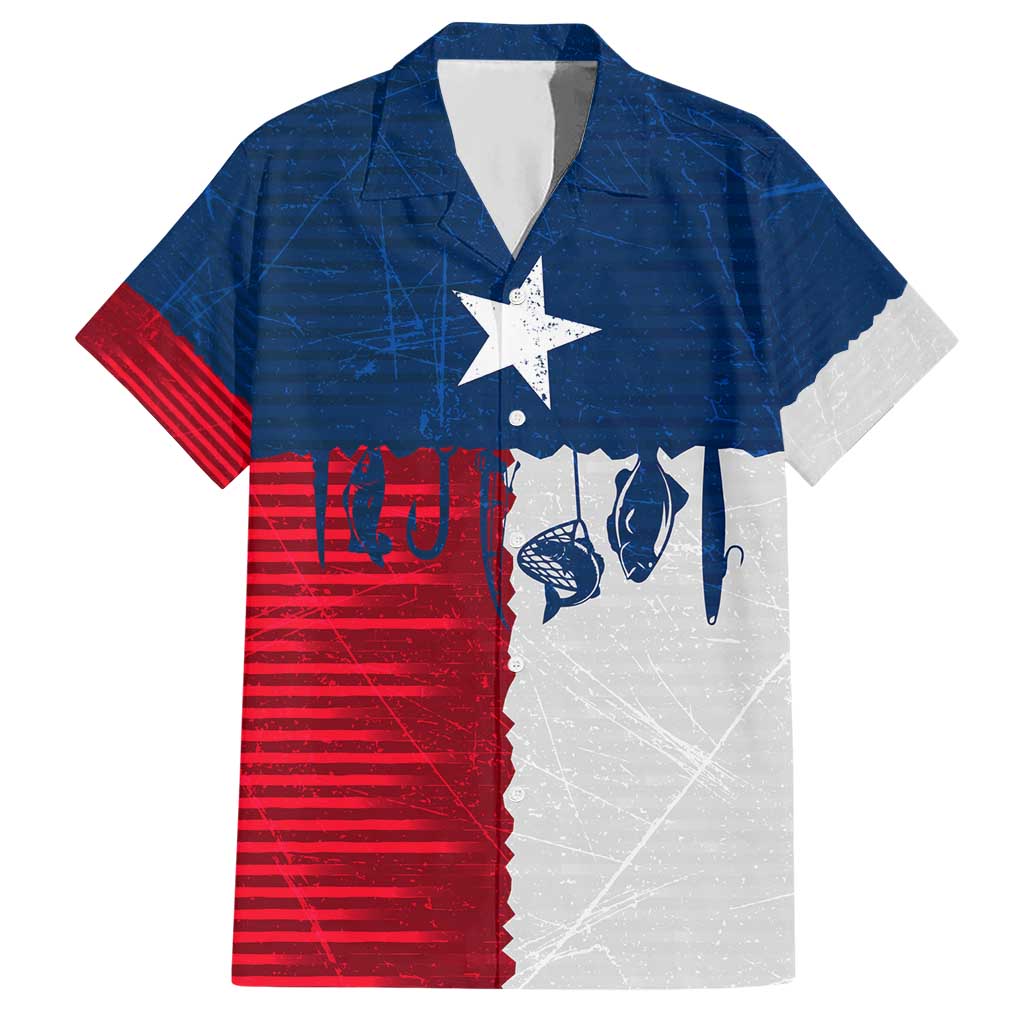 Flag Texas Fishing Hawaiian Shirt Personalized Hanging Fish and Hooks Graphic - Wonder Print Shop