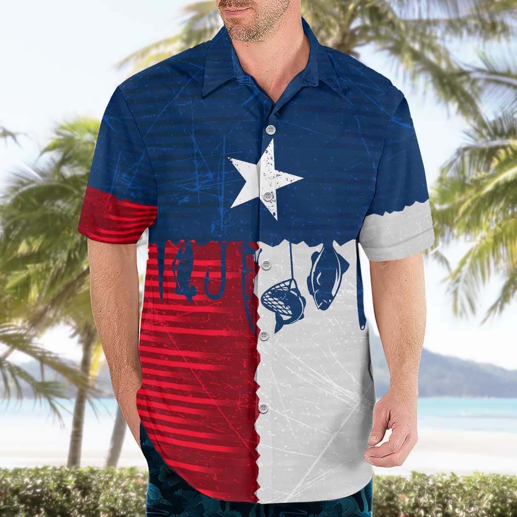 Flag Texas Fishing Hawaiian Shirt Personalized Hanging Fish and Hooks Graphic - Wonder Print Shop