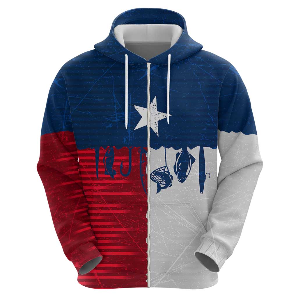 Flag Texas Fishing Hoodie Personalized Hanging Fish and Hooks Graphic - Wonder Print Shop
