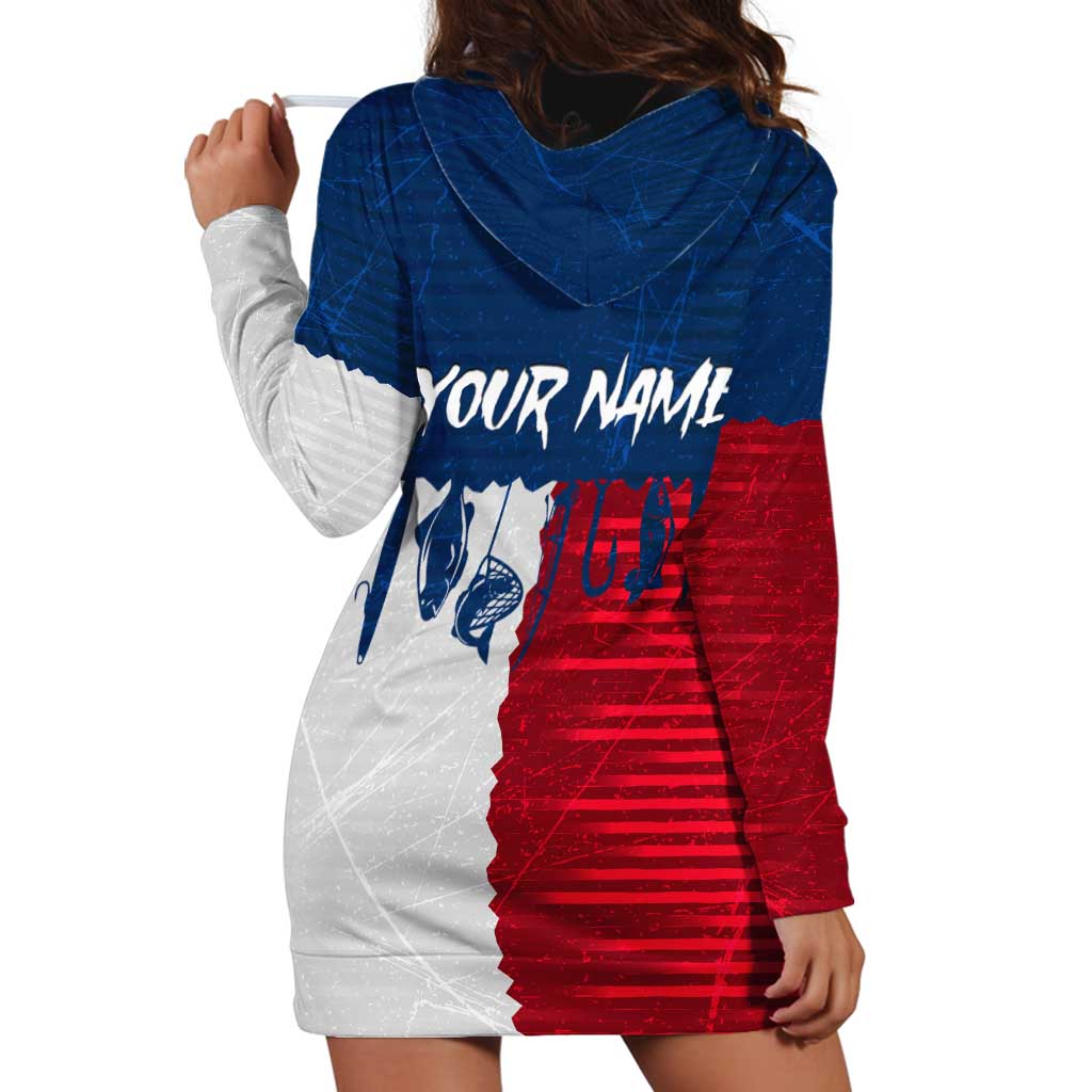 Flag Texas Fishing Hoodie Dress Personalized Hanging Fish and Hooks Graphic - Wonder Print Shop