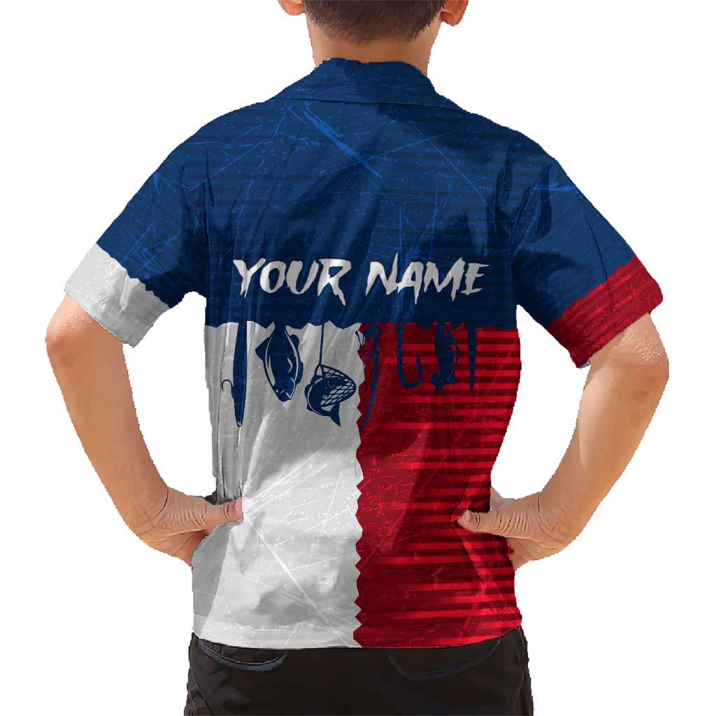 Flag Texas Fishing Kid Hawaiian Shirt Personalized Hanging Fish and Hooks Graphic - Wonder Print Shop
