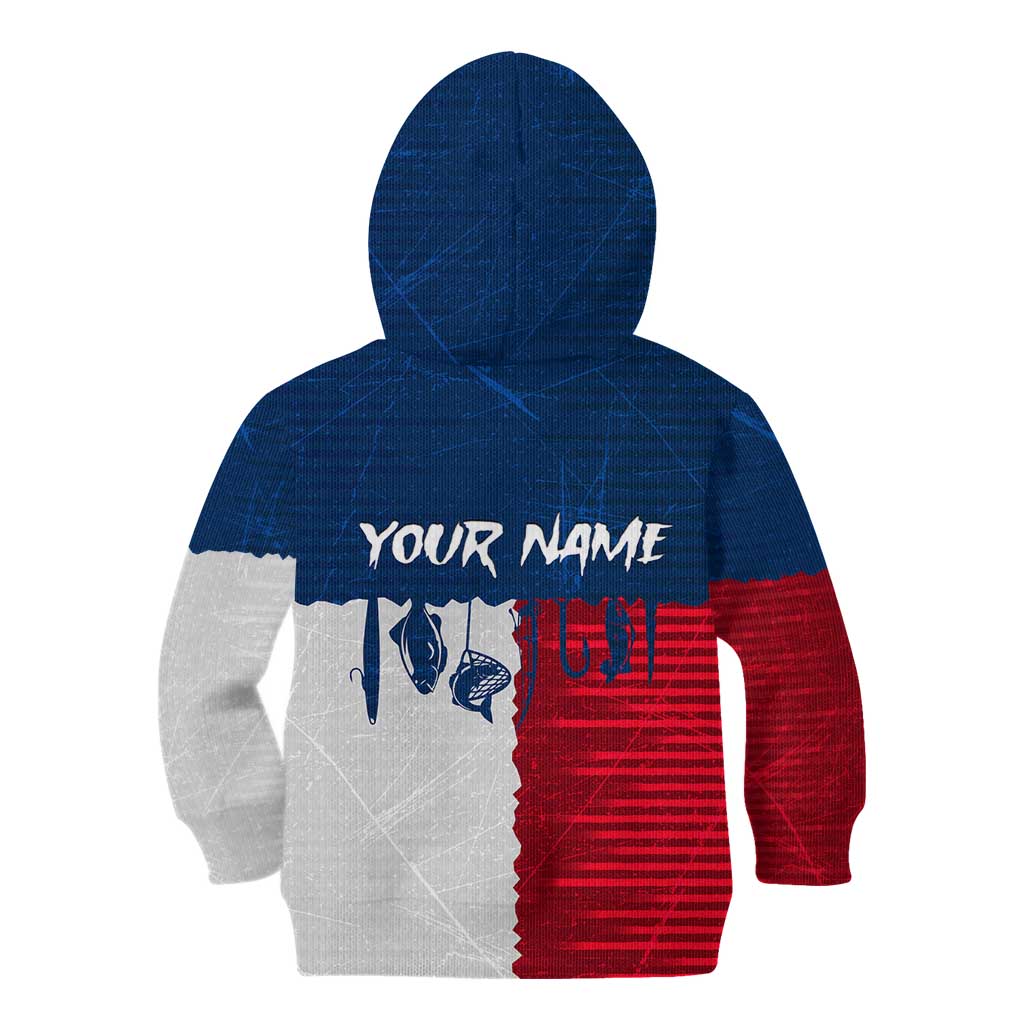 Flag Texas Fishing Kid Hoodie Personalized Hanging Fish and Hooks Graphic - Wonder Print Shop