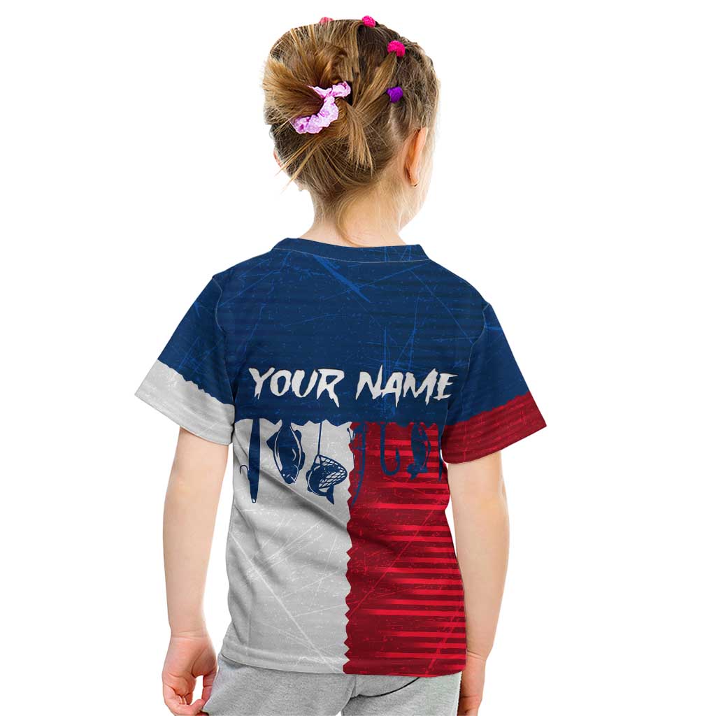 Flag Texas Fishing Kid T Shirt Personalized Hanging Fish and Hooks Graphic - Wonder Print Shop