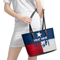 Flag Texas Fishing Leather Tote Bag Personalized Hanging Fish and Hooks Graphic - Wonder Print Shop